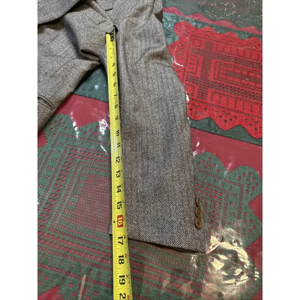 Ermenegildo Zegna Sport Coat 42R 52EU Wool Cashmere Herringbone Made In Italy - Picture 9 of 13